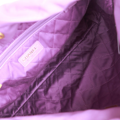 Chanel Medium 22 Bag Purple Calfskin Gold Hardware