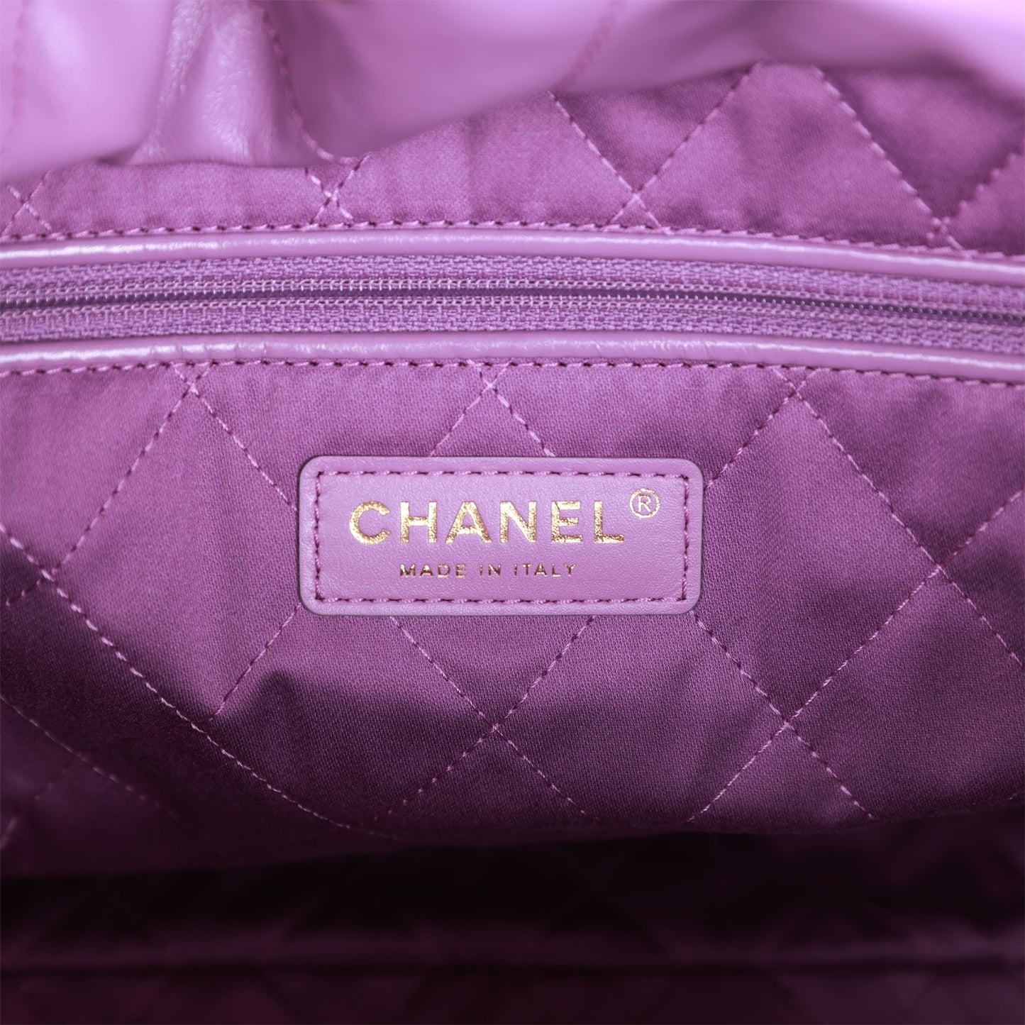 Chanel Medium 22 Bag Purple Calfskin Gold Hardware