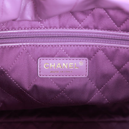 Chanel Medium 22 Bag Purple Calfskin Gold Hardware