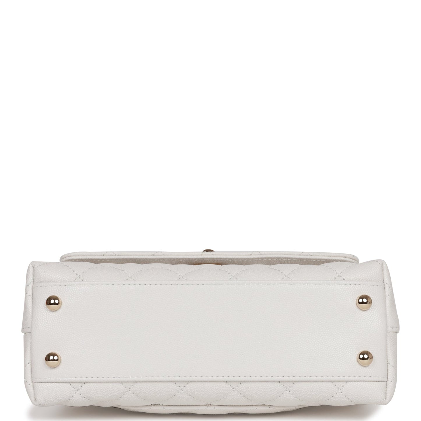 Chanel Small Coco Handle Flap Bag White Caviar Light Gold Hardware