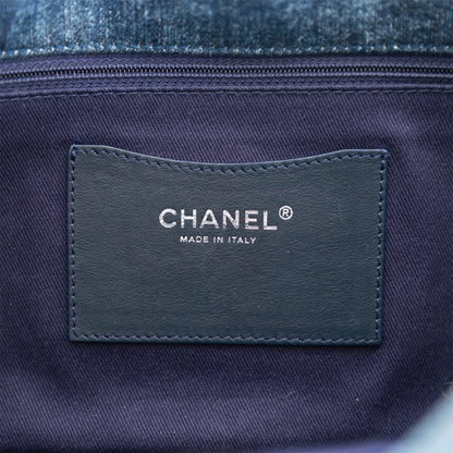 Chanel Camellia Flap Bag Distressed Blue Denim Silver Hardware