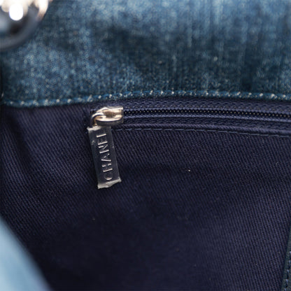 Chanel Camellia Flap Bag Distressed Blue Denim Silver Hardware