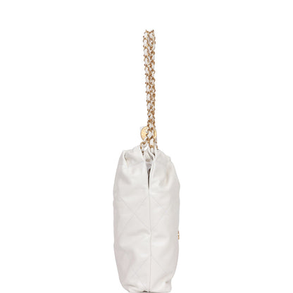 Chanel Small 22 Bag White Calfskin Gold Hardware