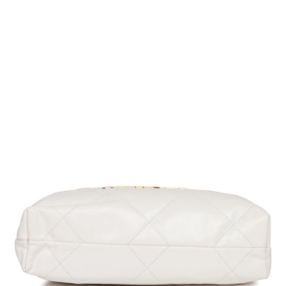 Chanel Small 22 Bag White Calfskin Gold Hardware