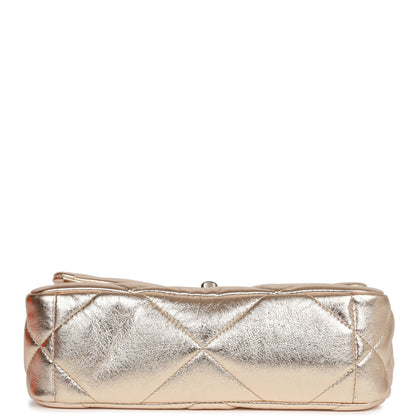 Chanel Medium 19 Flap Bag Gold Metallic Lambskin Mixed Hardware