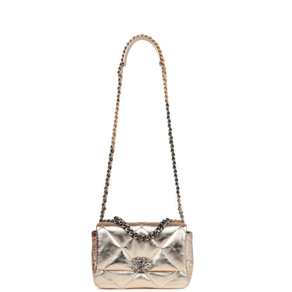 Chanel Medium 19 Flap Bag Gold Metallic Lambskin Mixed Hardware