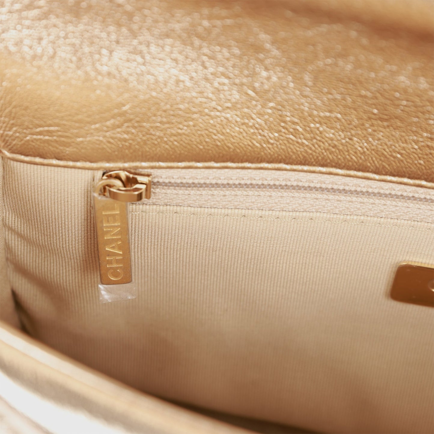 Chanel Medium 19 Flap Bag Gold Metallic Lambskin Mixed Hardware