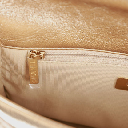 Chanel Medium 19 Flap Bag Gold Metallic Lambskin Mixed Hardware