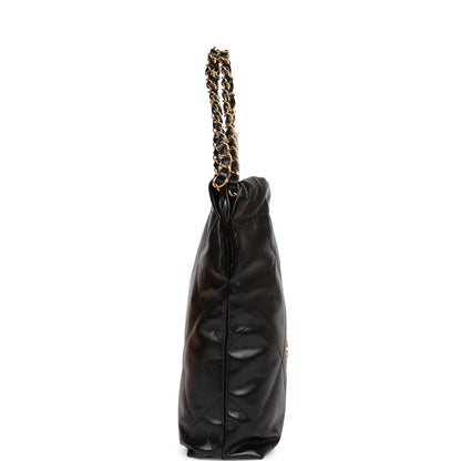 Chanel Small 22 Bag Black Lambskin Antique Gold Hardware