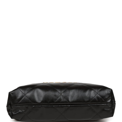 Chanel Small 22 Bag Black Lambskin Antique Gold Hardware
