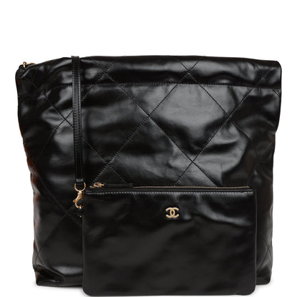 Chanel Small 22 Bag Black Lambskin Antique Gold Hardware