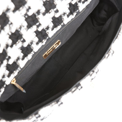Chanel Large 19 Flap Bag Black and White Tweed Mixed Hardware