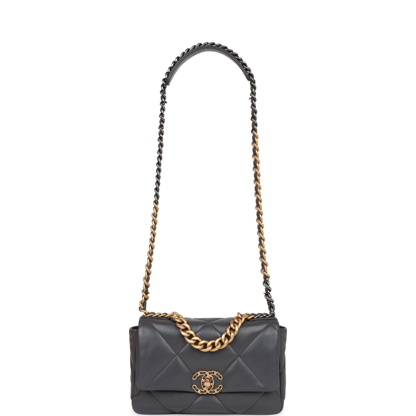 Chanel Medium 19 Flap Bag Grey Calfskin Mixed Hardware