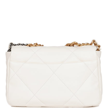 Chanel Medium 19 Flap Bag White Calfskin Mixed Hardware