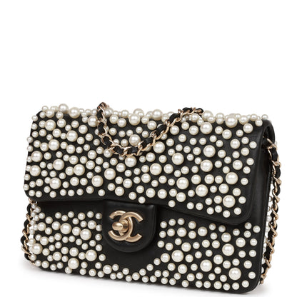 Chanel "Paris-Dubai" Pearly Flap Bag Black Lambskin Light Gold Hardware