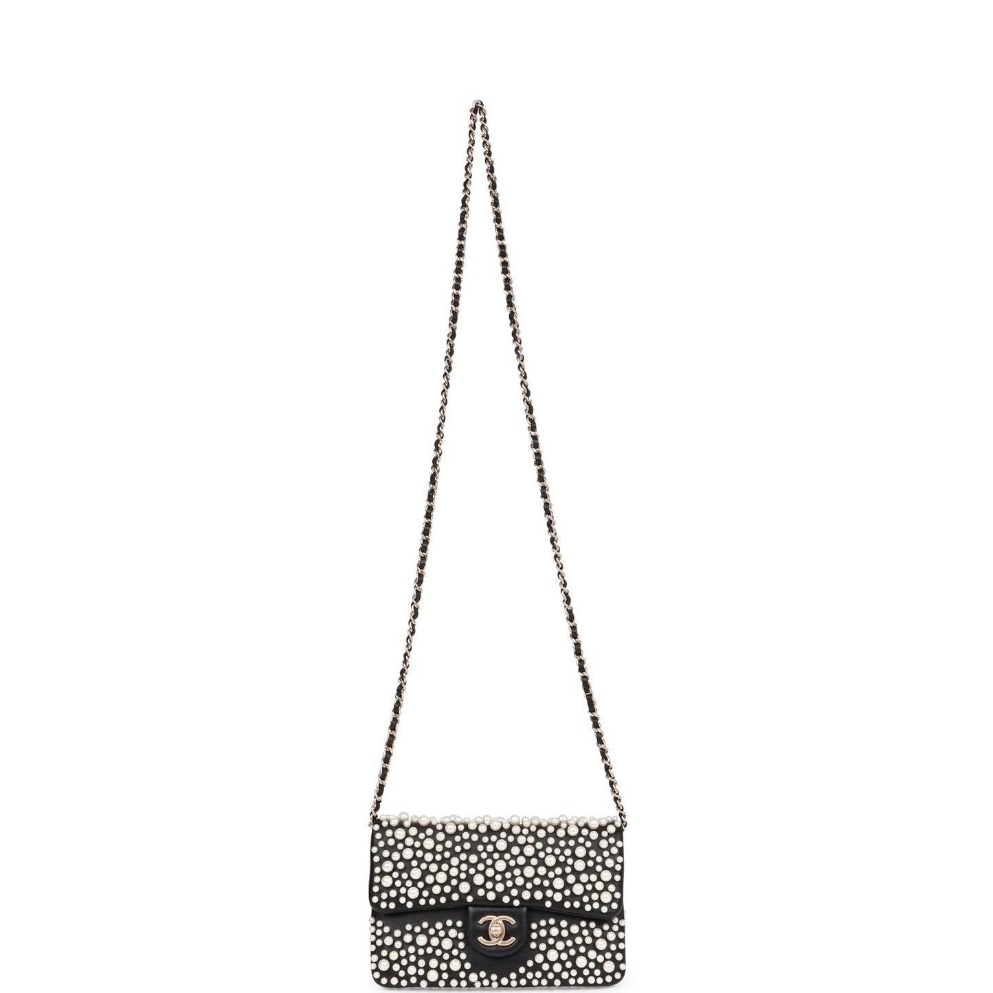 Chanel "Paris-Dubai" Pearly Flap Bag Black Lambskin Light Gold Hardware
