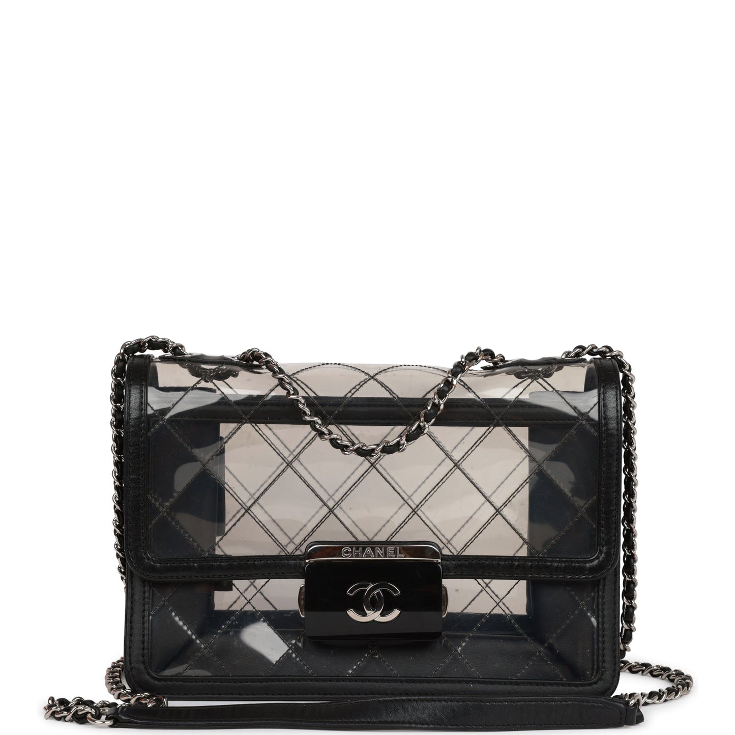 Chanel Naked Beauty Lock Flap Bag PVC Silver Hardware