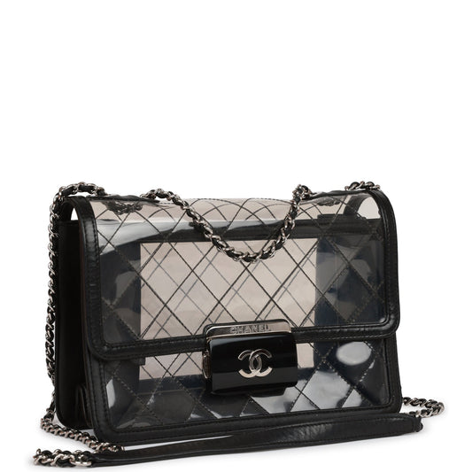 Chanel Naked Beauty Lock Flap Bag PVC Silver Hardware