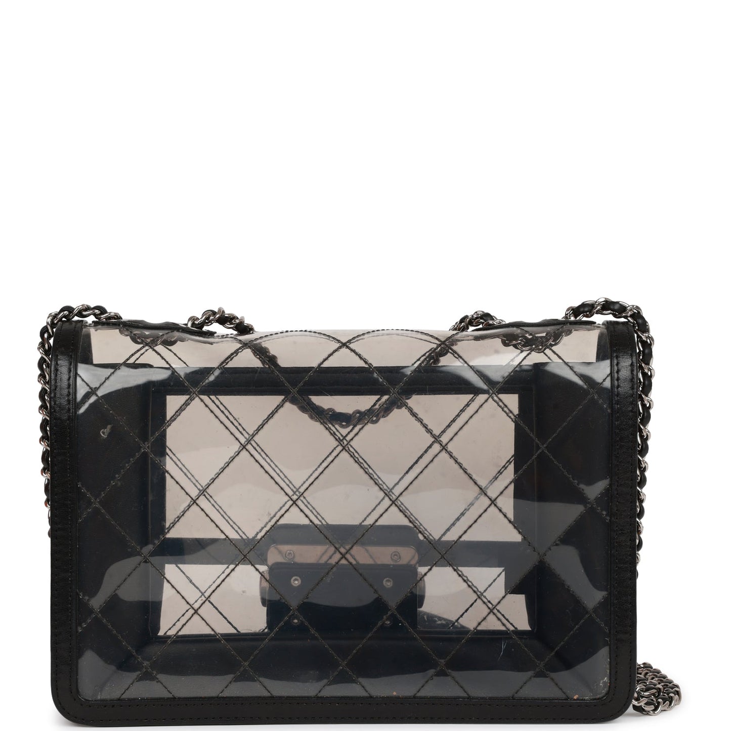 Chanel Naked Beauty Lock Flap Bag PVC Silver Hardware