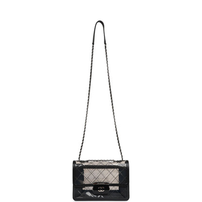 Chanel Naked Beauty Lock Flap Bag PVC Silver Hardware