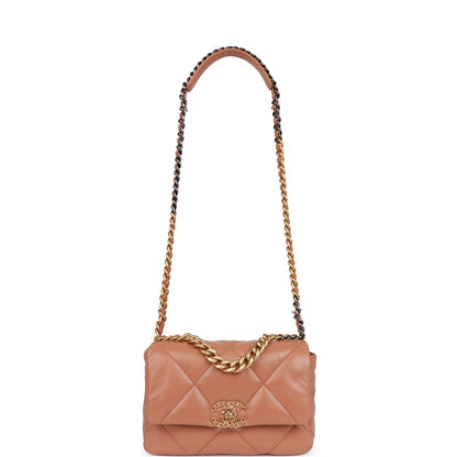 Chanel Medium 19 Flap Bag Caramel Calfskin Mixed Hardware