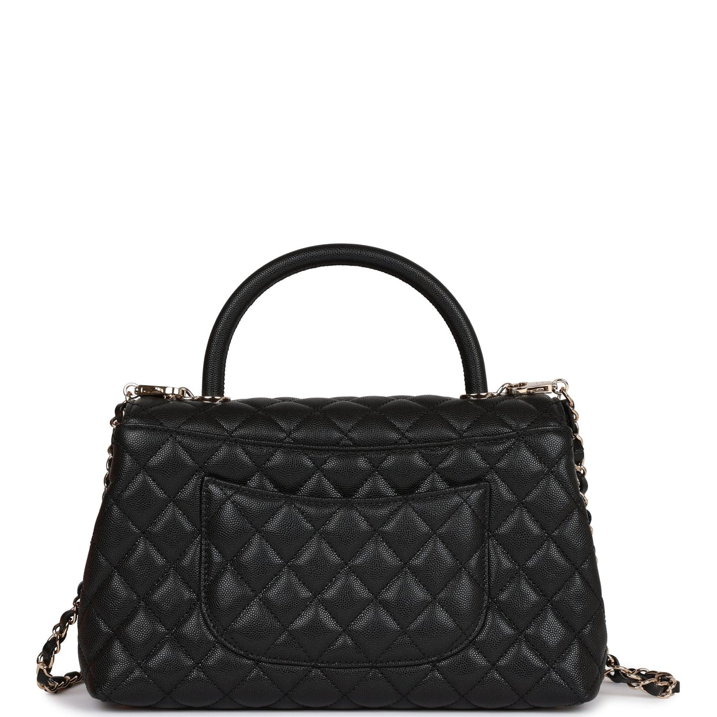 Chanel Small Coco Handle Flap Bag Black Caviar Light Gold Hardware