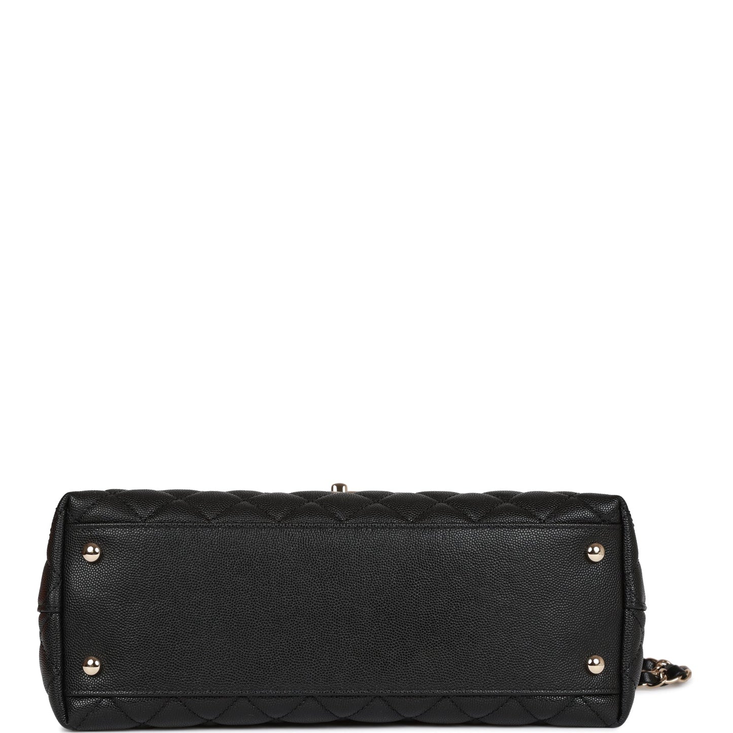 Chanel Small Coco Handle Flap Bag Black Caviar Light Gold Hardware
