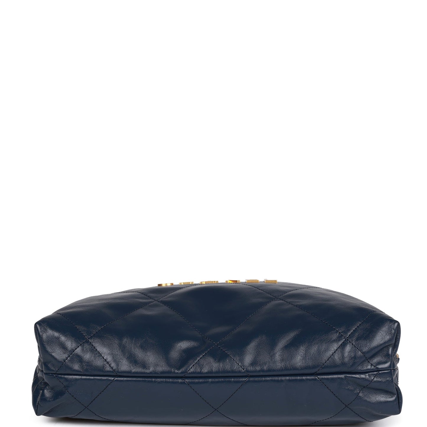 Chanel Large 22 Bag Navy Lambskin Antique Gold Hardware