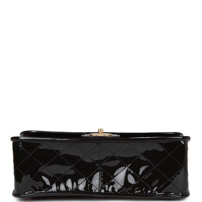 Chanel Large Flap Backpack Black Patent Antique Gold Hardware