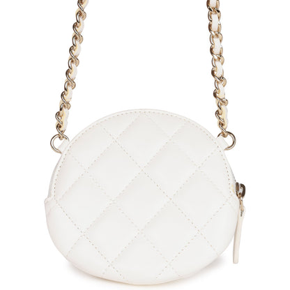 Chanel Camellia Clutch with Chain White Lambskin Light Gold Hardware