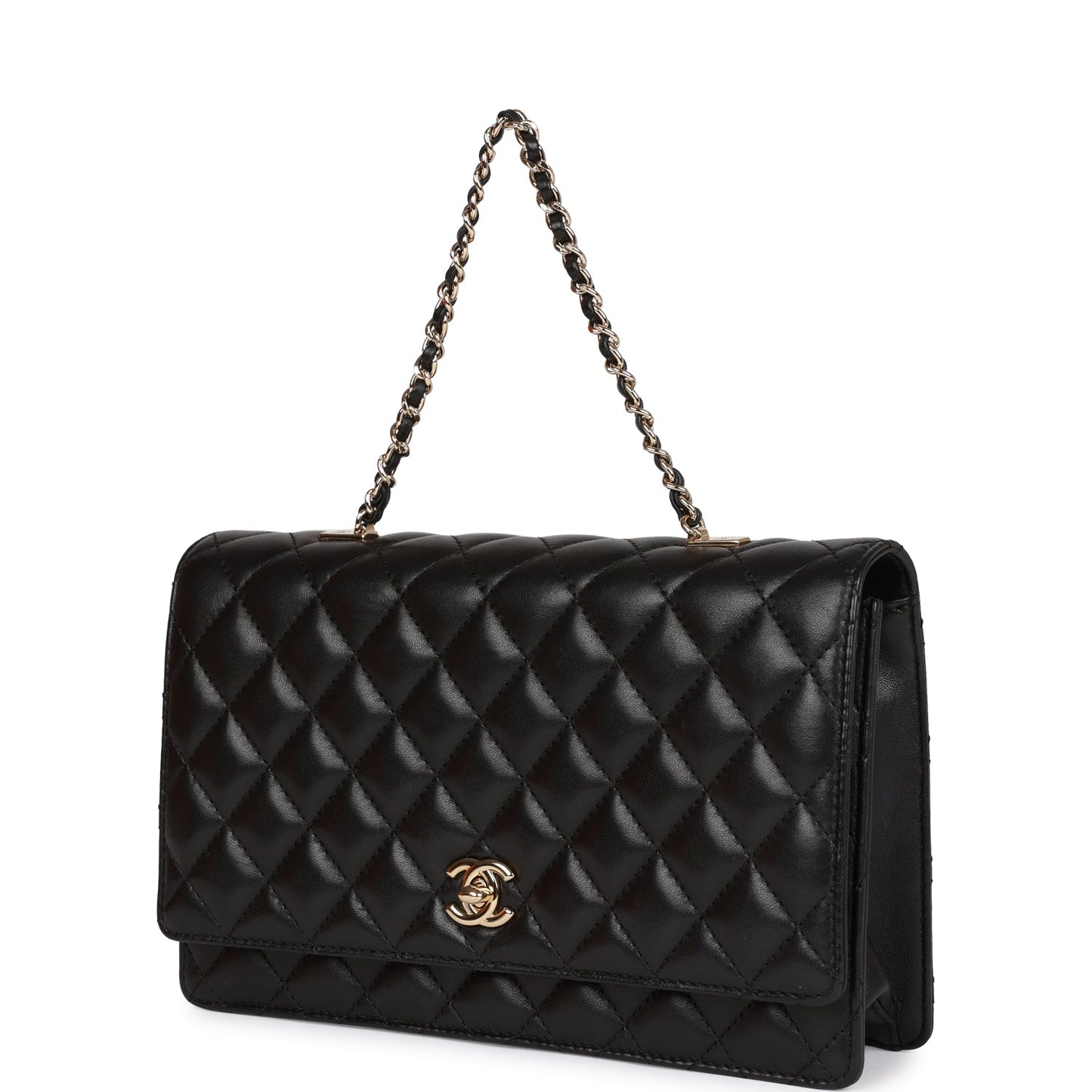 Chanel Fantasy Pearls Large Evening Flap Bag Black Lambskin Light Gold Hardware
