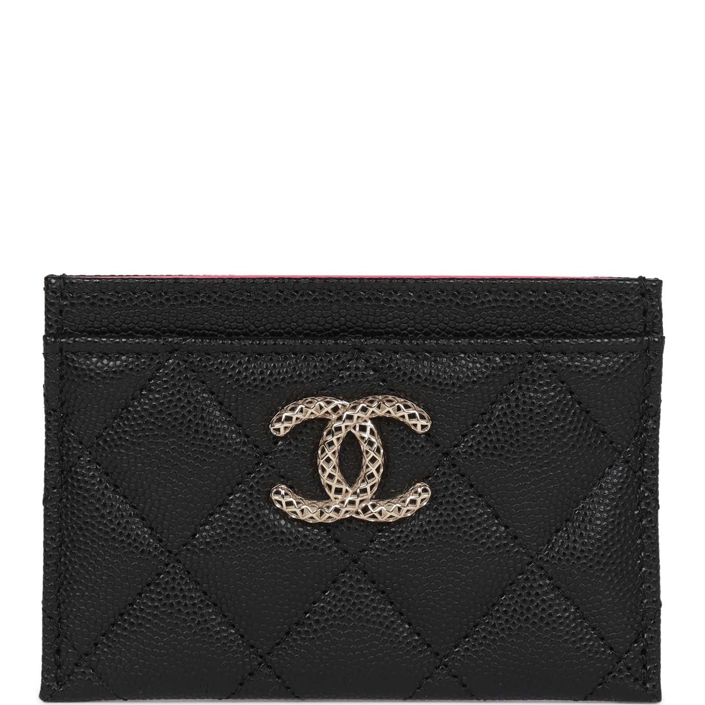 Chanel Card Holder Wallet Black Caviar Light Gold Hardware