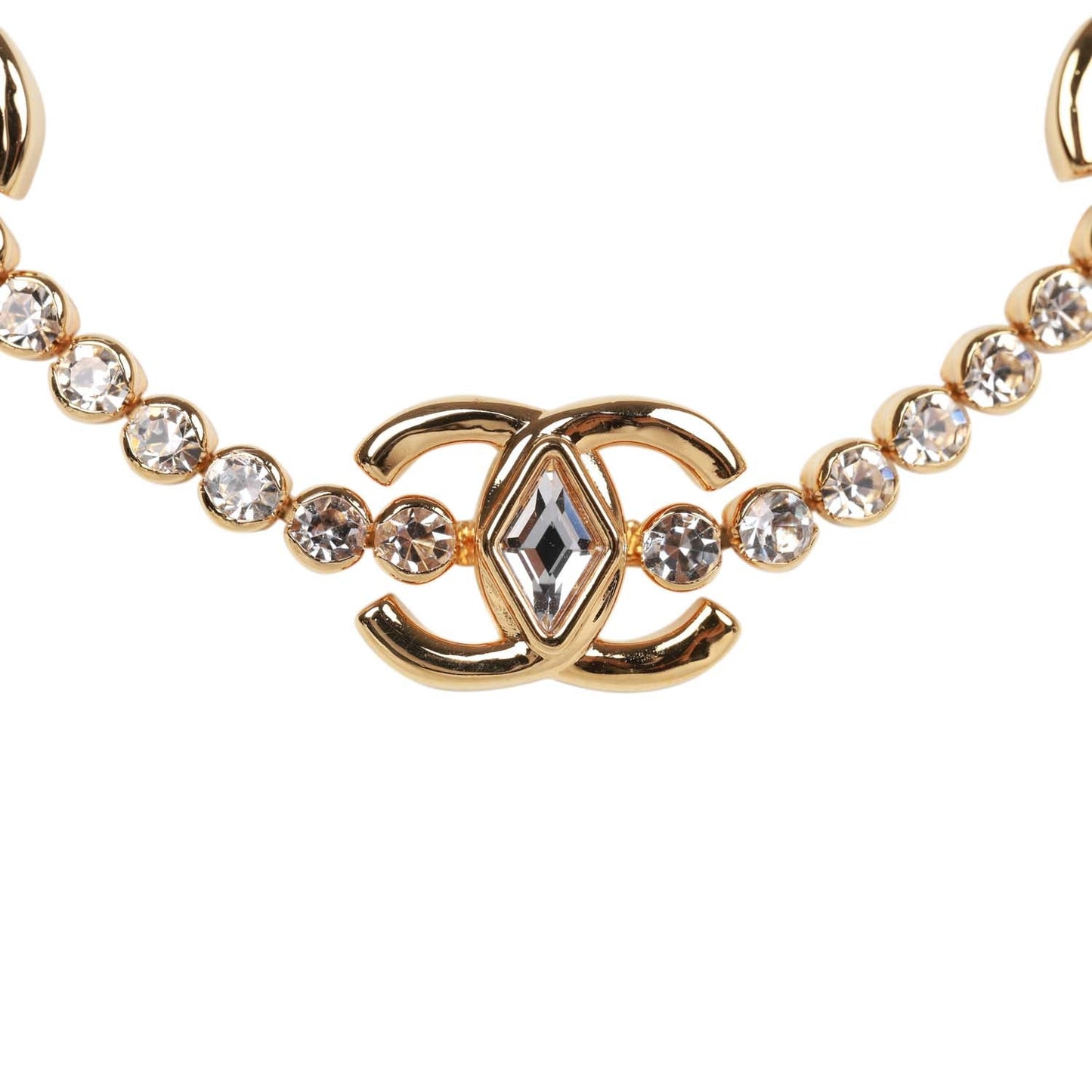 Chanel Faux Gold Crystal CC Choker Necklace