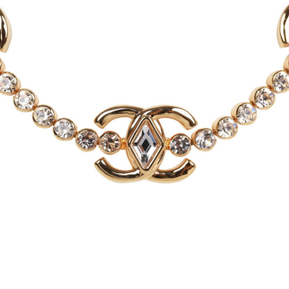 Chanel Faux Gold Crystal CC Choker Necklace
