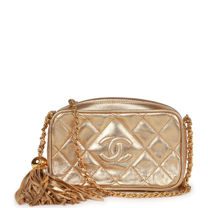 Chanel Vintage CC Camera Bag Gold Metallic Lambskin Gold Hardware