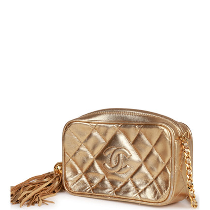 Chanel Vintage CC Camera Bag Gold Metallic Lambskin Gold Hardware