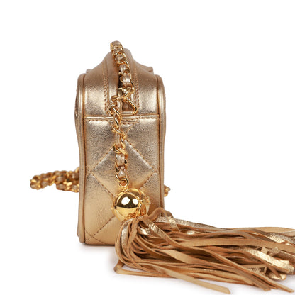 Chanel Vintage CC Camera Bag Gold Metallic Lambskin Gold Hardware