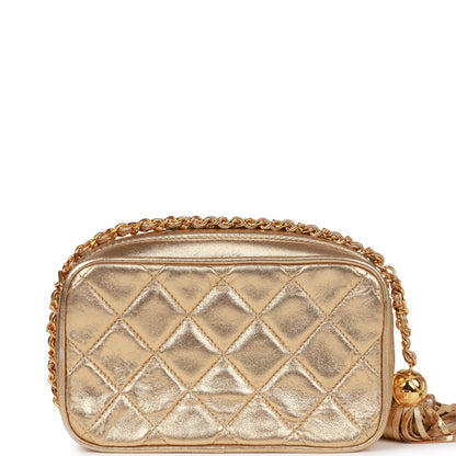 Chanel Vintage CC Camera Bag Gold Metallic Lambskin Gold Hardware