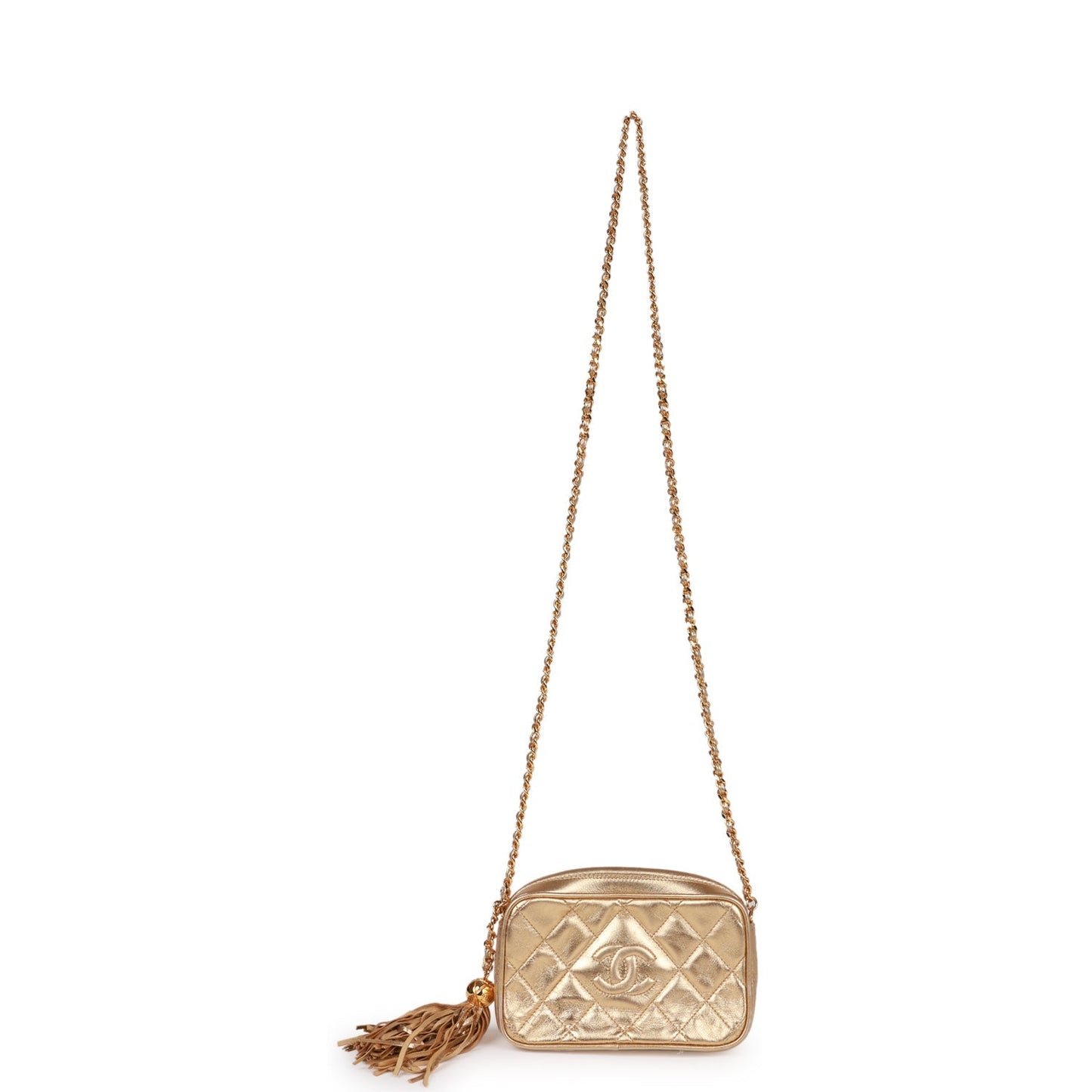 Chanel Vintage CC Camera Bag Gold Metallic Lambskin Gold Hardware