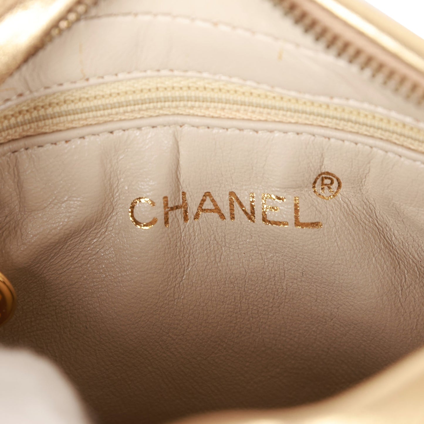 Chanel Vintage CC Camera Bag Gold Metallic Lambskin Gold Hardware