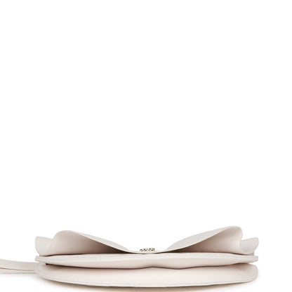 Chanel Ruffle Clutch with Wristlet White Lambskin Light Gold Hardware