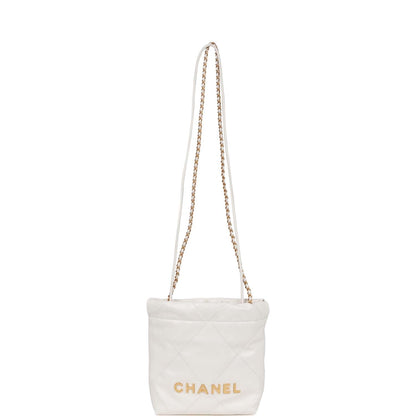 Chanel Mini 22 Bag White Calfskin Gold Hardware