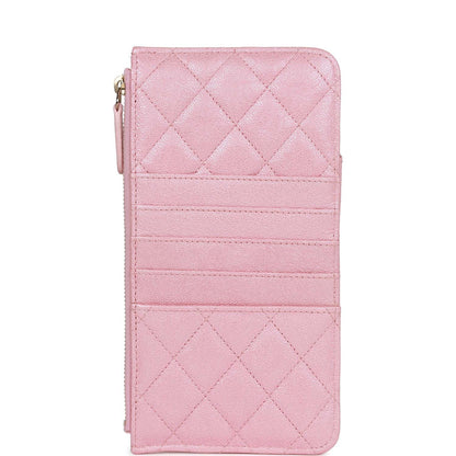 Chanel Classic Phone Case Pouch Wallet Iridescent Pink Caviar Light Gold Hardware