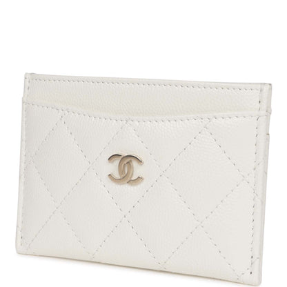 Chanel Card Holder Wallet White Caviar Light Gold Hardware