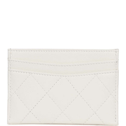 Chanel Card Holder Wallet White Caviar Light Gold Hardware