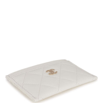 Chanel Card Holder Wallet White Caviar Light Gold Hardware