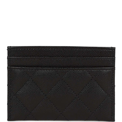 Chanel Card Holder Wallet Black Caviar Crystal and Light Gold Hardware