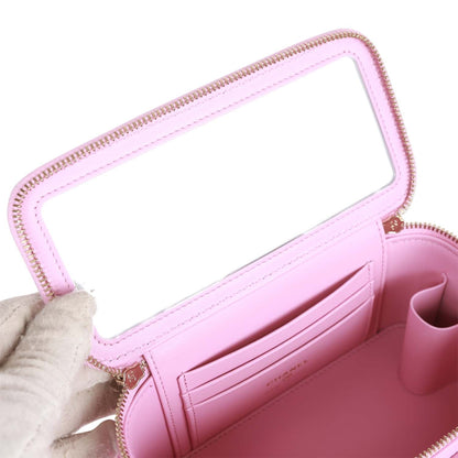 Chanel Small Top Handle Vanity Case Pink Quilted Caviar Gold Hardware