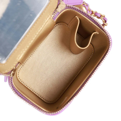 Chanel Small Classic CC Vanity Case Purple Lambskin Gold Hardware