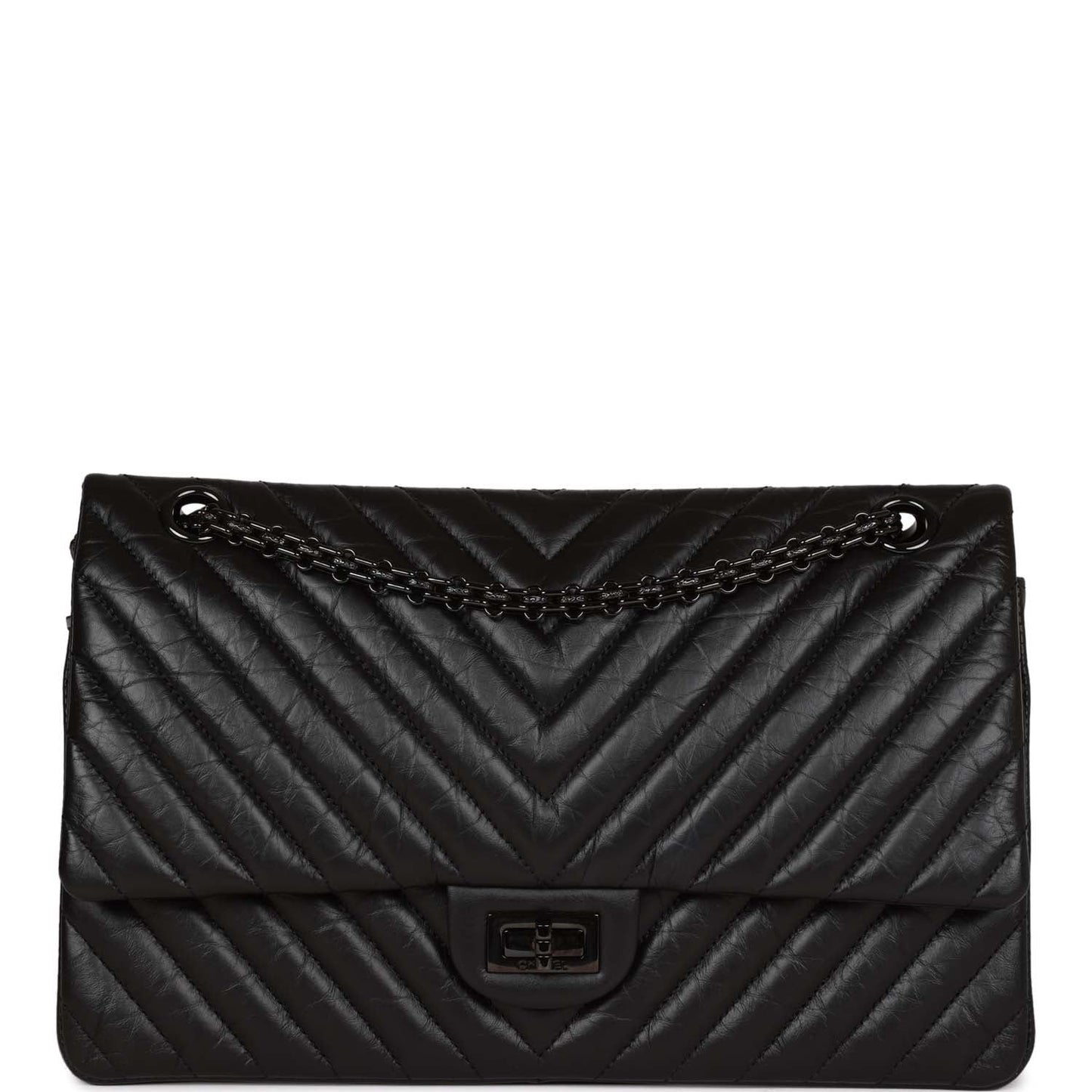 Chanel 226 Reissue 2.55 SO Black Chevron Calfskin Black Hardware